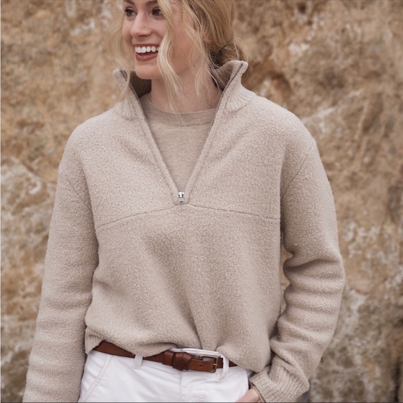 Jenni Kayne Sweaters - Jenni Kayne Boucle Merino Wool Half Zip Sweater